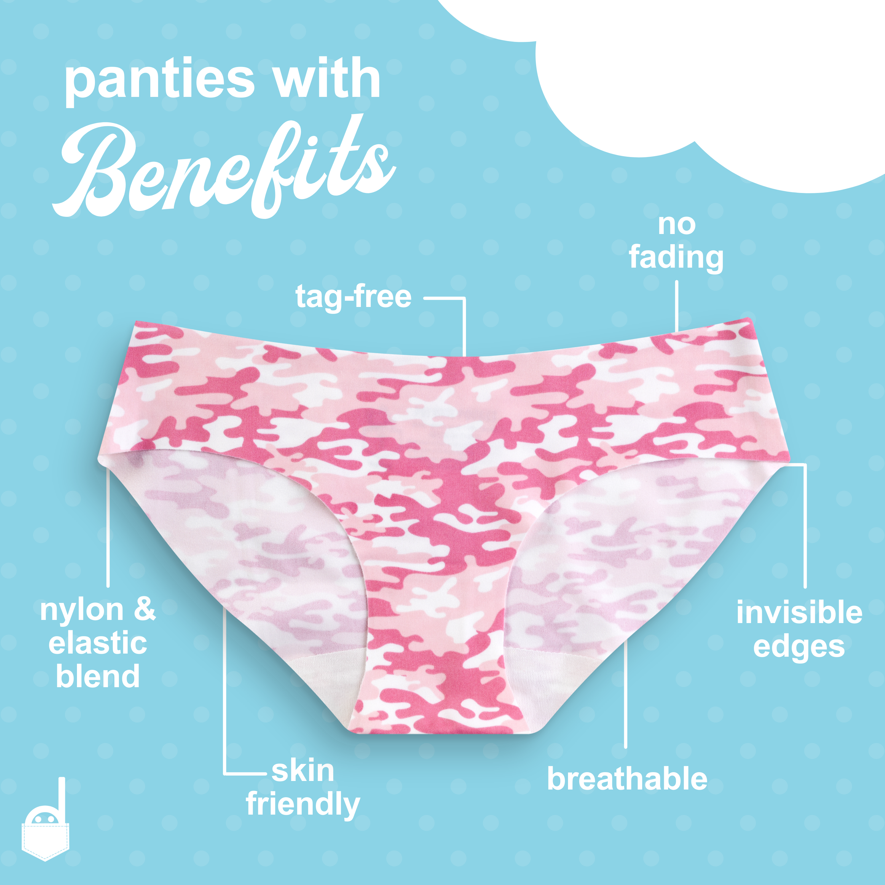 Spare Undies (3 Pack) Pink Camo