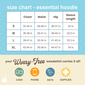Worry Free unisex hoodie with a hidden zip pocket